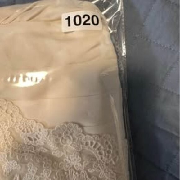 Worthington Vintage White pleated lace Top Made in Korea Sz12 Long Sleev #1020 - Picture 4 of 4